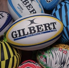 Gilbert Rugby Ball - Kids Rugby Training Balls Overprint  Pack of 2 & 6 Sz MIDI