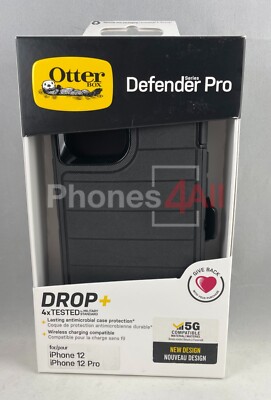 Otterbox Defender Pro W/Holster Anti Microbial Case for iPhone 12/12 PRO- Black