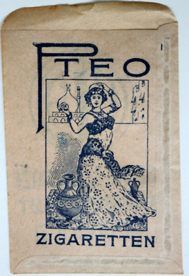 19745 old paper advertising bag PETO cigarettes Jasmatzi Dresden woman Orient 1935