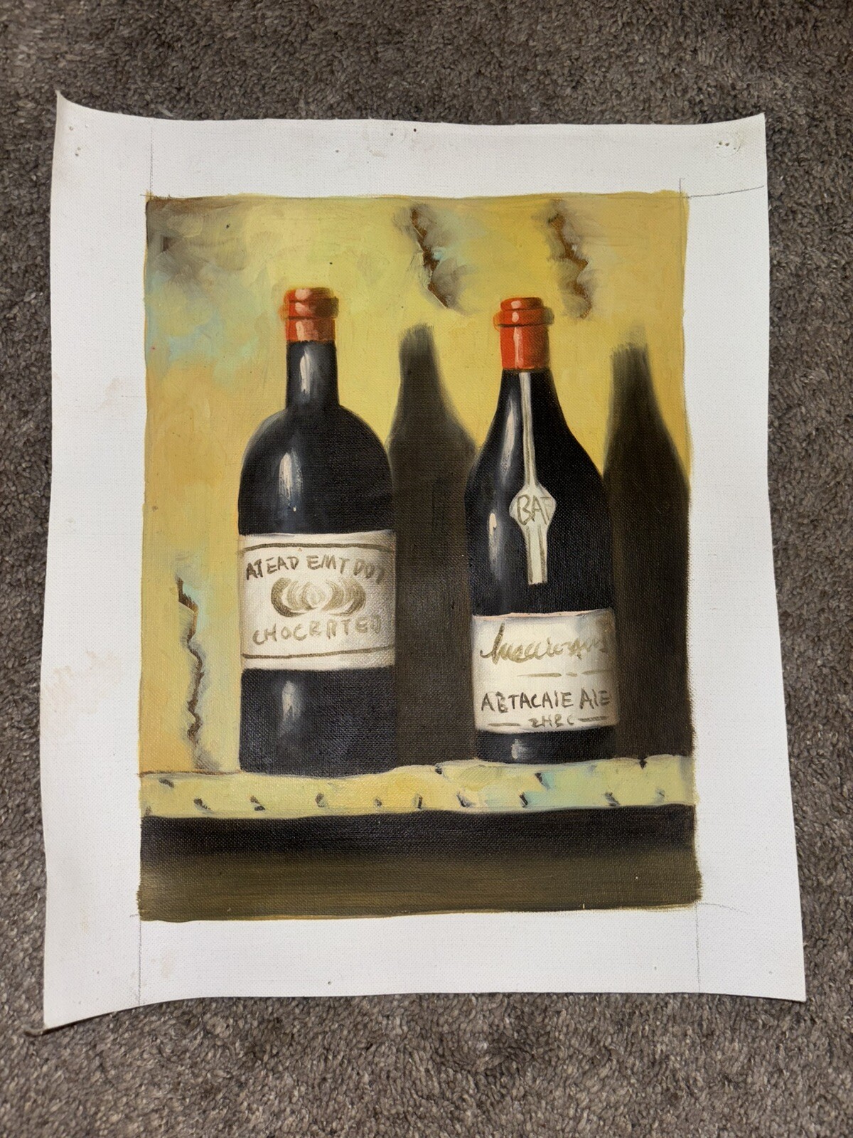 Realism Bottles Painting Real Oil On Canvas 9”x11”