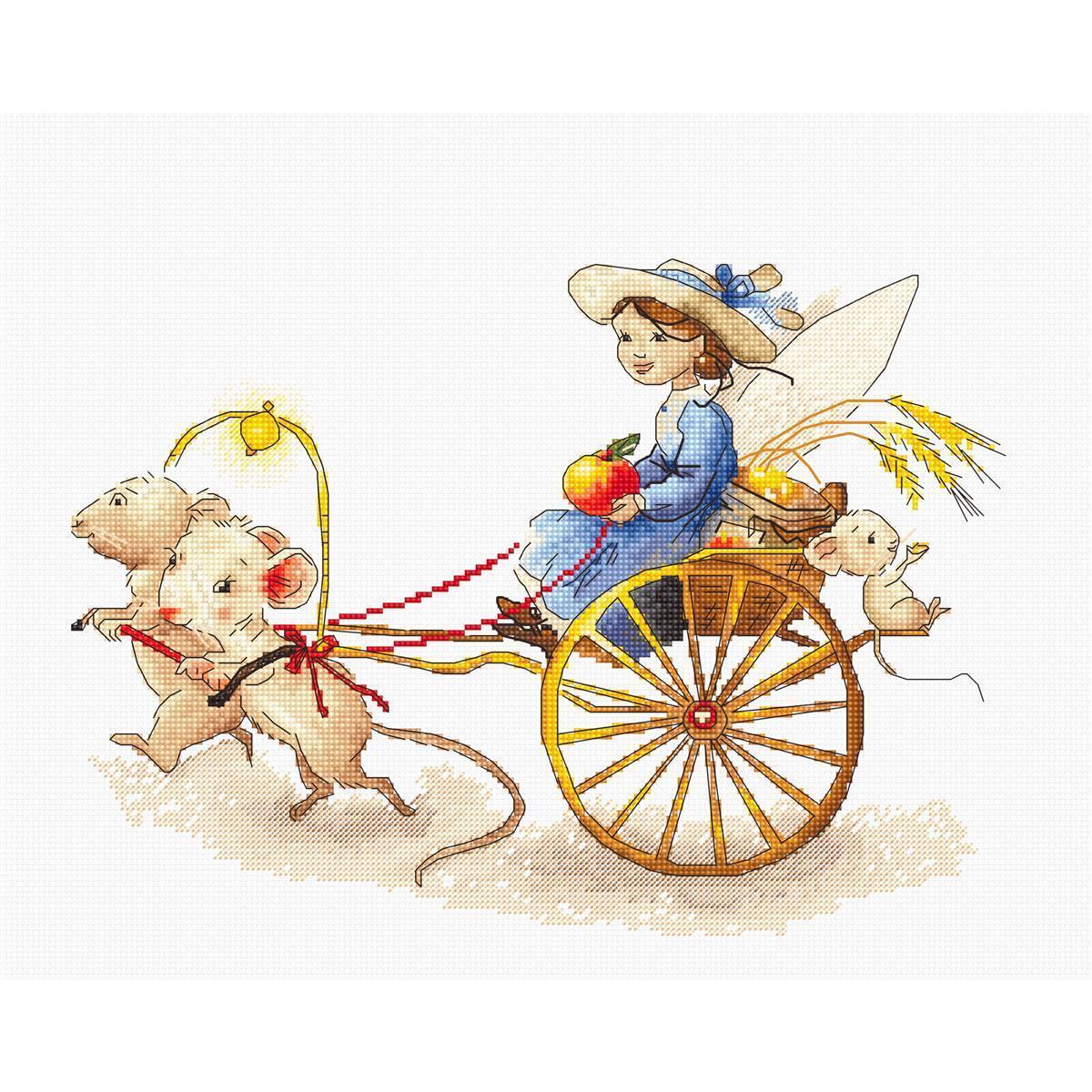 Luca-s counted cross stitch kit ""Fairy with Mice"", 27x20cm, DIY
