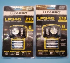 Lot of 2 Lux-Pro Multi-Function 6-mode Water Resistance 210-Lumen LED Headlamps