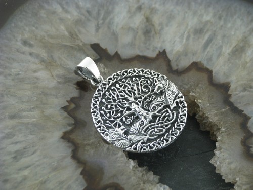 Kettenanhänger Baum des Lebens Silber 925 Lebensbaum Weltenbaum Medaillon Wolf - Bild 3 von 4