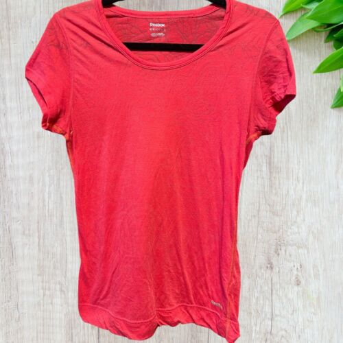 Reebok Floral “Burnout” Patterned T-Shirt- Coral-… - image 1