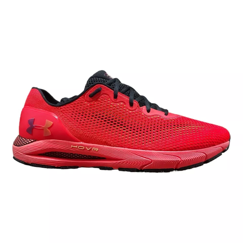 3D Under Armour HOVR Sonic 4 NRG Red Black Bright Neon Phantom  Men 13/Wmn 14.5 - Image 3 of 4