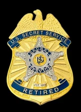 Replica RETIRED USSS Treasury Secret Service Badge 2.75" x 1.89" / 70mm x 48mm