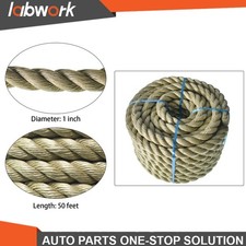 Labwork 1" 50' PP Manila Rope 3 Strand Twisted Rope Arborist Bull Rope