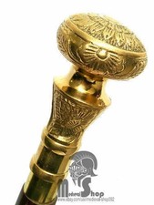 BRASS VICTORIAN HEAD WALKING CANE HANDLE ANTIQUE WOODEN VINTAGE STICK STYLE GIFT