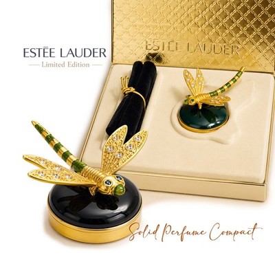 Estee Lauder 2003 Pleasures Precious Dragonfly Solid Perfume Compact NIB Mint
