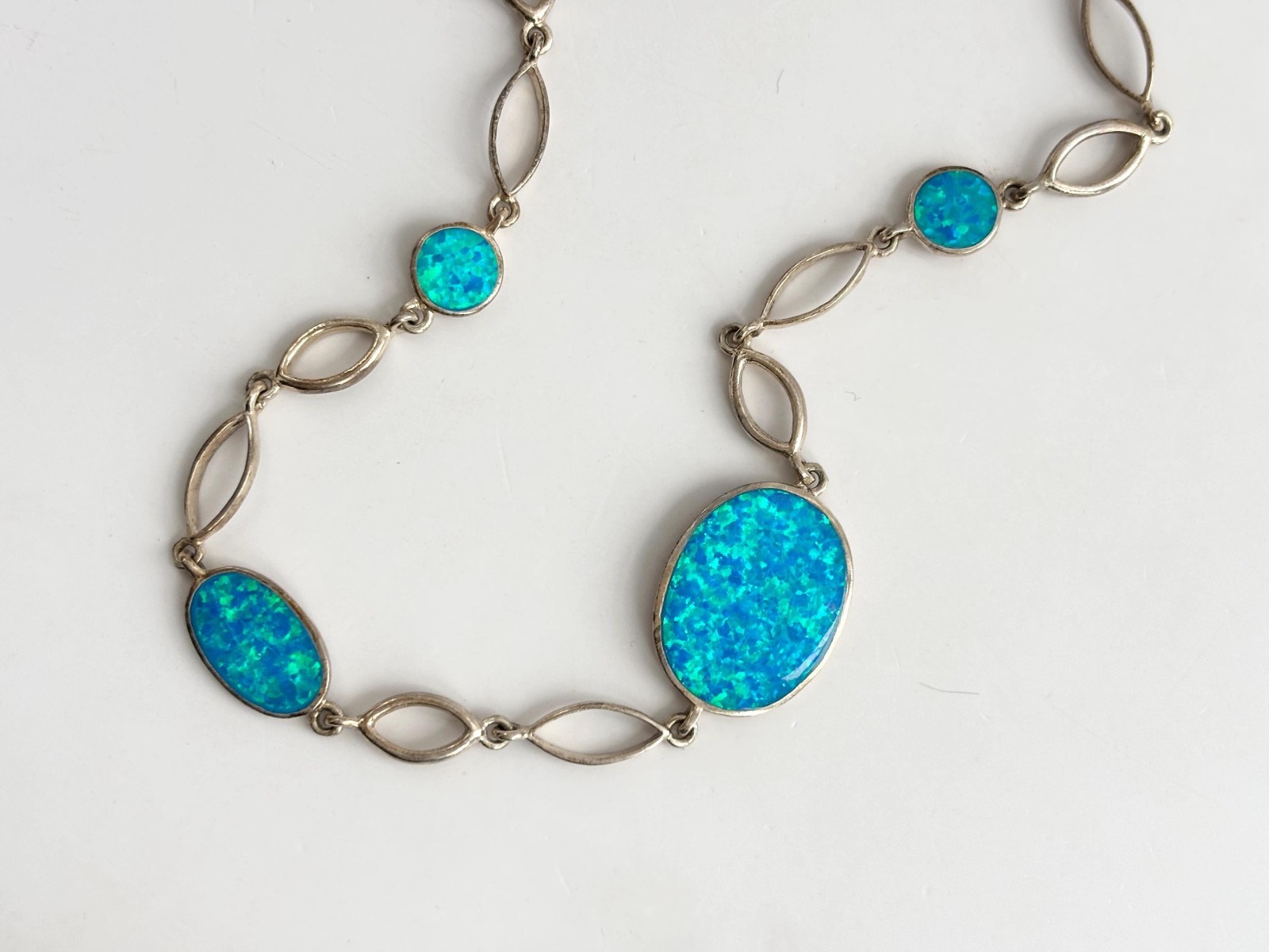 Blue Opal Gemstone Solid Sterling Silver 925 Vint… - image 2