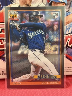 2026 Topps Series 2 Chrome 75th Anniversary Cole Young RC Black Mojo /10