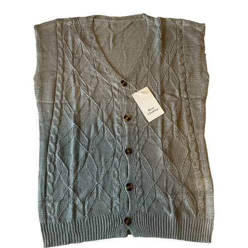 Rosa Clothing Knit Top Womens Size XL Gray Sleeveless Button Casual Vacation