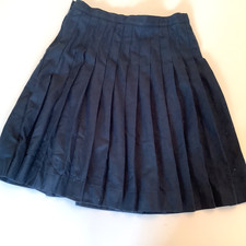 Lands  End Skirt Girls 12 Navy Pleated Adjustable Waist Uniform School 19.75"