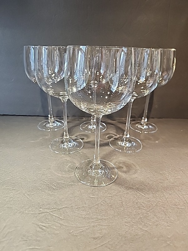 Set of 6 Crate & Barrel Balloon Wine Glasses - Hand Blown Crystal