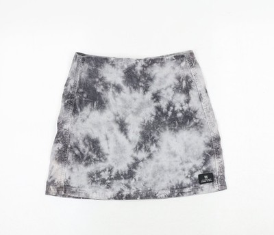 BDG Damen A-Linien-Rock grau geometrisch Baumwolle Größe XS Reißverschluss - Batikmuster
