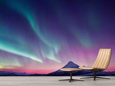 3D Snowy Mountain Aurora Night Scene Wall Murals Wallpaper Murals Wall Sticker 3