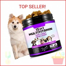 15-in-1 Dog Multivitamin Supplements with Glucosamine  Probiotics  Natural Daily