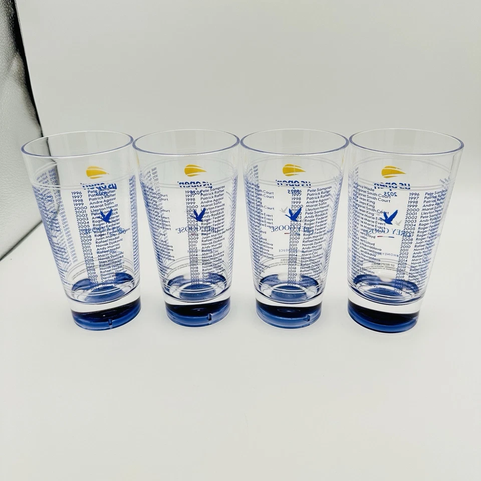 (4) 2025 US Open Tenis Gris Ganso Miel Deuce Taza Plástica Vidrio Recuerdo RARO Foto 3 de 4
