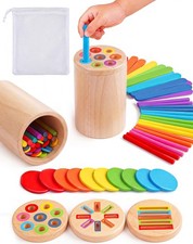 Wooden Montessori Toys for 1, 2,3 Year Old: 3 in 1 Fine Motor Skills, Learnin...