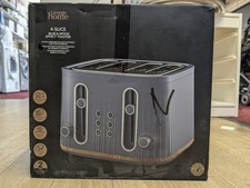 Blue & Wood Scandi Textured 4 Slice Electric Toaster Kitchen Appliance