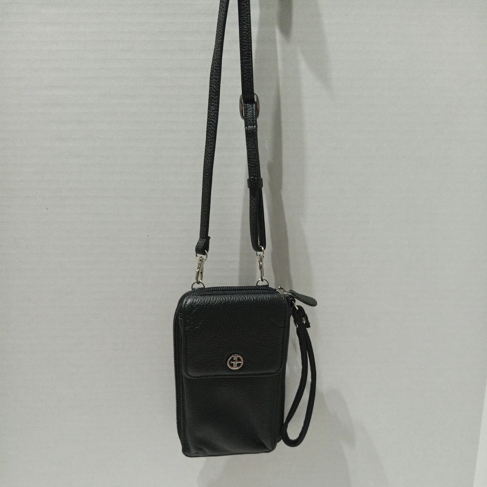 Cartera Bandolera Gianni Bernini Negra Cuero Genuino Tecnología Suave Foto 2 de 4