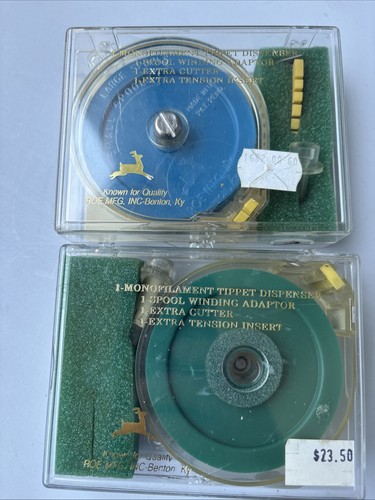 ROE MFG. Mulinello Monofilamento Dispensore Pesca a Mosca Lotto 2 Nuovi Raro  - Foto 5 di 10