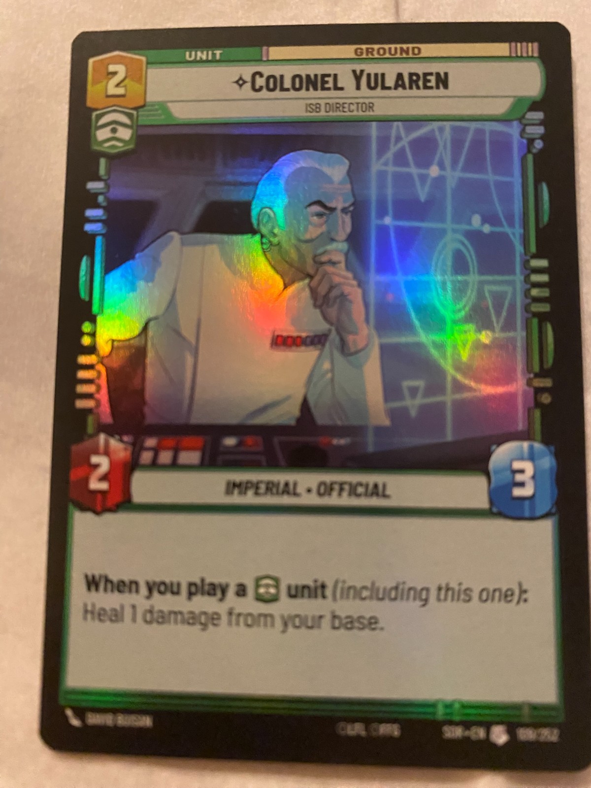 STAR WARS UNLIMITED SOR COLONEL YULAREN Foil NM GLOBAL SHIPPING