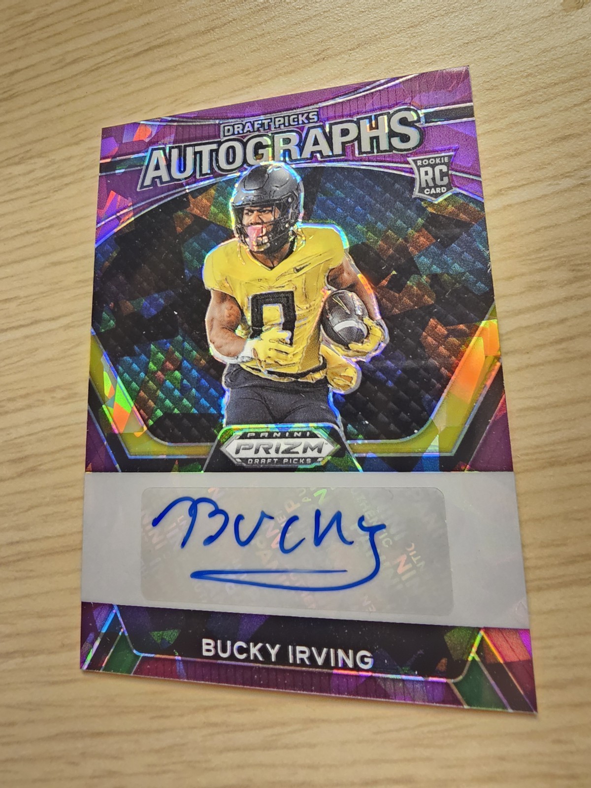 Bucky Irving RC Auto 2024 Panini PRIZM Draft Picks Purple Cracked Ice #d 2/99