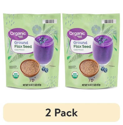 2 pack, Great Value Organic Ground Cold Milled Flax Seed, 16 oz.