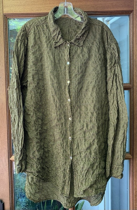 CUT LOOSE Brand Goldenrod & Black Check Long Sleeve Button Down Shirt Sz L Mint