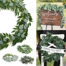 Fake Artificial Eucalyptus Garland Wreath Greenery Leaf Vine Wedding Plant Decor