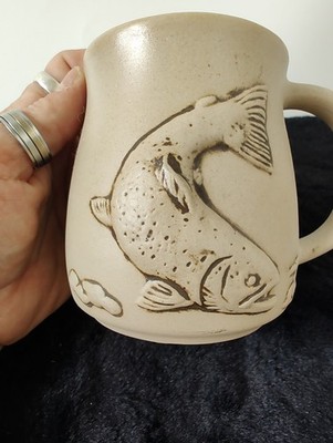VTG Fish Mug Angler's Expression handmade/hand painted 1988 from Boise, ID