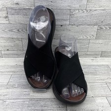 Bzees Desire Black Elastic Criss Cross Wedge Sandal Shoes Women Size 8.5M