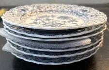 19th Century Meissen Blue Onion 6 Reticulated Bread/butter Plates 6”