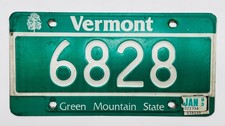 1993 Vermont License Plate Green Mountain State 4 Digit 6828 Low Number Vtg