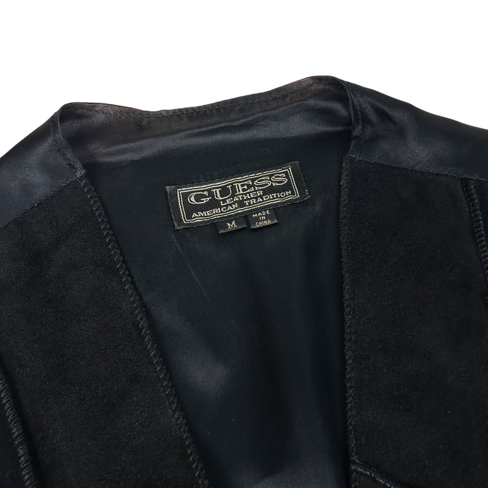 Guess Black Suede Patchwork Button Front Biker Y2… - image 4
