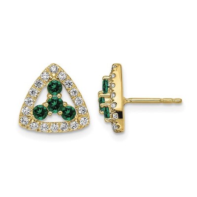 0,76 ct im Labor gezüchteter Diamant Lab Created Smaragd Dreieck Ohrringe 14 K Gelbgold