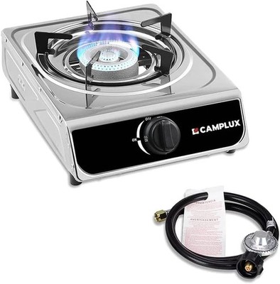 Portable Stainless Steel Propane Stove 9,800 BTU - Single Burner Gas Cooker