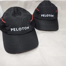 Pair (2) Peloton Limited Edition Black/Red Vented Asjustable Cycling Caps Hats