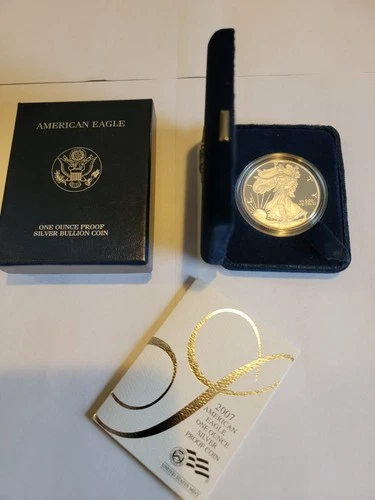 2007-W American Silver Eagle PROOF 1 Oz Silver - Coin & Box & COA