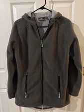 New Balance Men  s Full Zip Hooded Fleece Jacket Gray Solid Long Sleeve M