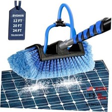 Soft Bristles Solar Panel Cleaning Brush Solar Panel Cleaner Kit, 24 FT
