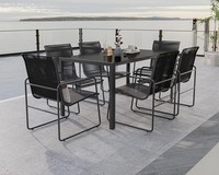 Lounge Set 7Tlg. Outdoor Gartenlounge Sitzgruppe Sitzbank Esstisch Glastisch