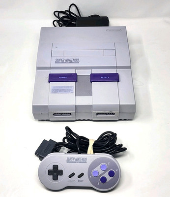 Super Nintendo Console (SNES) w/ OEM Cables & Controller - TESTED