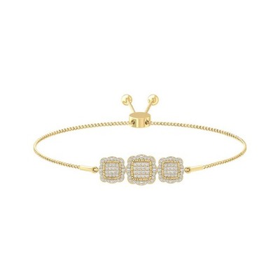 0.4Ct Lab Grown Diamond 10K Yellow Gold Bolo Bracelet 9'' Clarity-VS