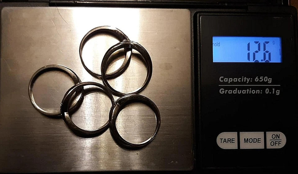 LOT OF ( 5 ) GENUINE DIAMOND .925 STERLING SILVER WOMEN'S BAND RINGS SIZE 7 - Image 4 of 4