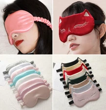 Silk travel Sleep Eye Mask Cover Padded Blindfold Soft Silky Relax Comfortable❥