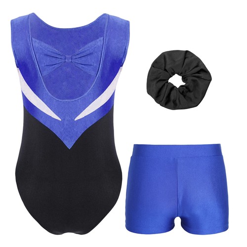 Girls Ballet Suit Sleeveless Dance Leotards with Shorts Gymnastics Suit Athletic - Picture 21 of 64