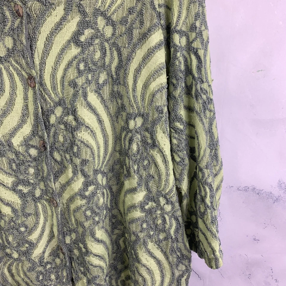 复古 90 年代开衫衬衫 L Artsy Y2k 衬衫绿色网眼复古美国 Whimsi Cupro — 第 4/4 张图片