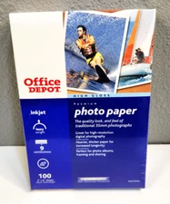 New Office Depot High Gloss Printer Photo Paper 4X6 100 Sheet Sealed Box